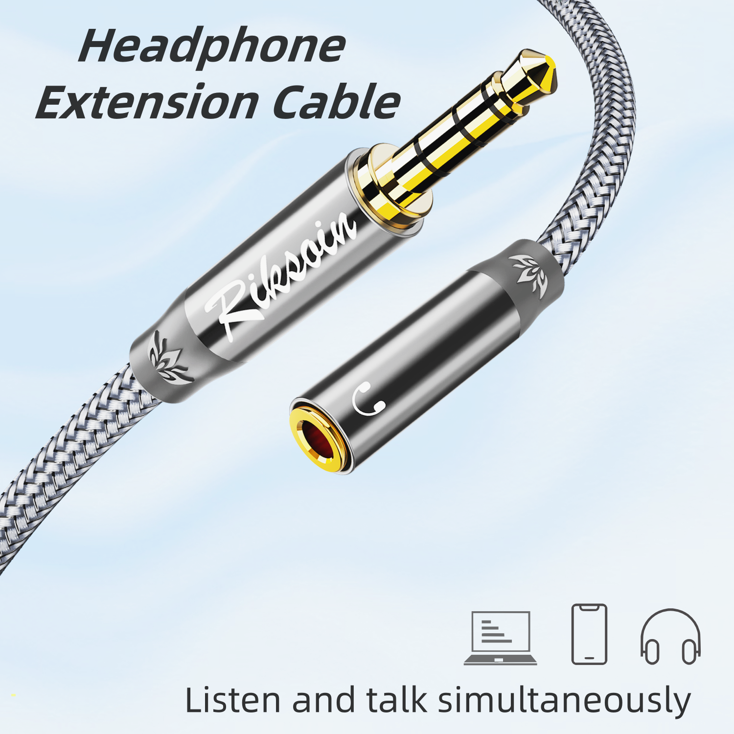 Laptop Accessories Headphones - Riksoin 3.5mm Headphone Extension Cable, Male