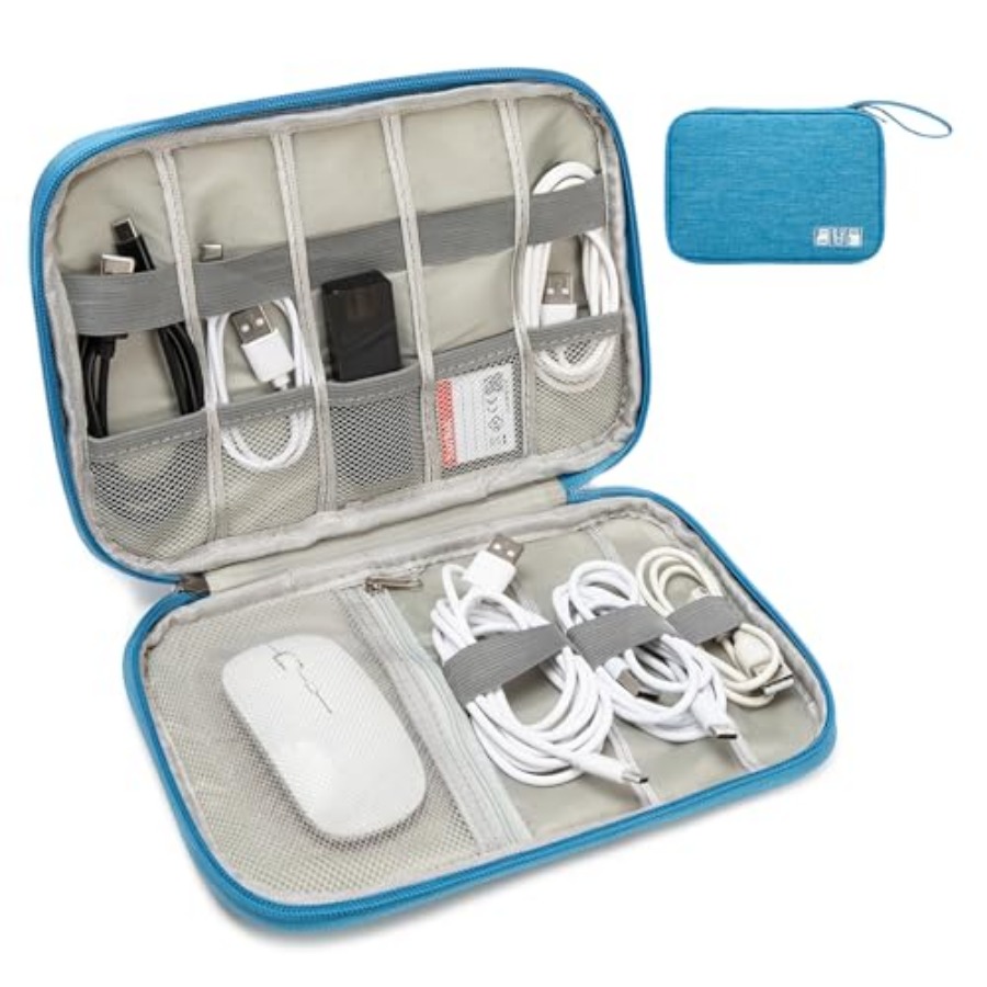 Cable Management Bag - Electronics Organizer Travel Case - Water-Resistant
