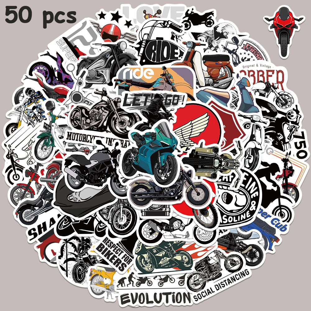 50pcs Retro Motorcycle Sticker - Laptop Accessories Aesthetic recensie en prijs
